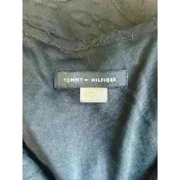 Beautiful Tommy Hilfiger Women's Navy Blue Chiffon Flounce Dress Size 4 - Picture 5 of 6